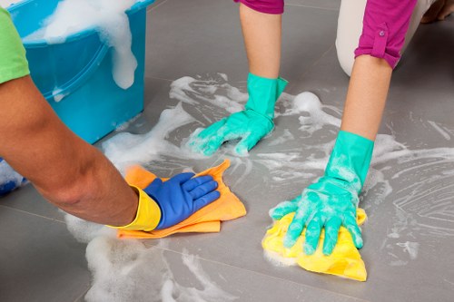 Cleaning team handling service arrangements and access requirements