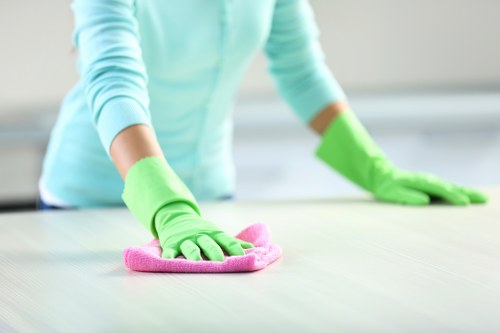 A local cleaner working through a tailored office cleaning checklist in Twickenham